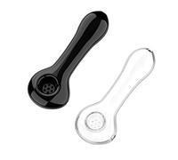 XIAOXIA 2 PCS Pipe en Verre 7 Trous Cuillère Epaisse Petite Pipe en Verre, Mini Pipe à Fumer Poche sans Odeur Résistante à la Chaleur, Cadeau pour Père Mari Copain et Collectionneur Passionné