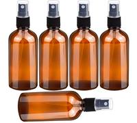 XIAOXIAO 5pcs Flacon Pulvérisateur en Verre 100 ml, Bouteilles en Verre Brun Brume, Flacon Spray Vide Bouteille de Voyage Vide Pour Huiles Essentielles, Aromathérapie, Parfums, Massages, Pharmaciens