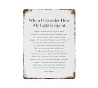 xiaoxiaoshen Affiche murale en métal avec citation When I Consider How My Light Is Spent - Décoration murale moderne pour la maison, bar, boutique, décoration vintage - 40 x 30 cm