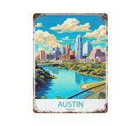 xiaoxiaoshen Austin Texas Décoration murale vintage en métal pour Cit_5 40 x 30 cm
