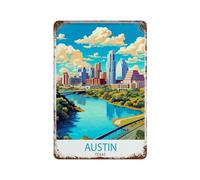 xiaoxiaoshen Austin Texas Décoration murale vintage en métal pour cit_5 - Décoration d'intérieur moderne - 30 x 20 cm