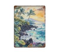 xiaoxiaoshen Big Island Hawaii Coastal Tropical Décoration murale en métal Affiche moderne Décoration d'intérieur Art Maison Bar Boutique Décorations Vintage Panneau 40 x 30 cm