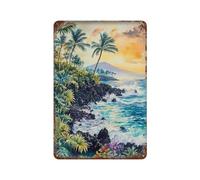 xiaoxiaoshen Big Island Hawaii Coastal Tropical Décoration murale en métal Affiche moderne Décoration d'intérieur Art Maison Bar Boutique Décorations Vintage Panneau 30 x 20 cm