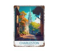 xiaoxiaoshen Charleston South Carolina Travel Gi_3 Décoration murale en métal Affiche moderne Décoration d'intérieur Art Maison Bar Boutique Décorations Vintage Panneau 40 x 30 cm