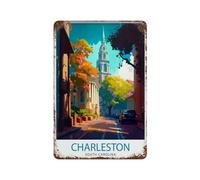 xiaoxiaoshen Charleston South Carolina Travel Gi_3 Décoration murale en métal Affiche moderne Décoration d'intérieur Art Maison Bar Boutique Décorations Vintage Panneau 30 x 20 cm