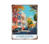 xiaoxiaoshen Charleston South Carolina Travel Gi Décoration murale en métal Affiche moderne Décoration d'intérieur Art Maison Bar Boutique Décorations Vintage Panneau 40 x 30 cm