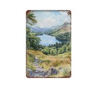 xiaoxiaoshen Coniston Water Lake District Landscape, UK Wall Decor Art Metal Tin Poster Modern Home Art Home Bar Shop Décorations Vintage Sign 30 x 20 cm