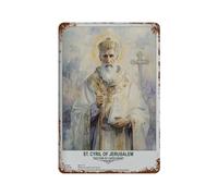 xiaoxiaoshen Décoration murale Saint Cyrille de Jérusalem en métal - Affiche moderne - Décoration d'intérieur - Décoration d'intérieur - Bar - Décoration vintage - 30 x 20 cm