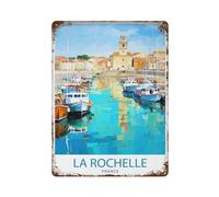 xiaoxiaoshen La Rochelle - Décoration murale vintage en métal - Cadeau de voyage - Cadeau pour la maison - 40 x 30 cm