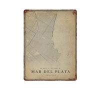 xiaoxiaoshen Mar Del Plata - Carte vintage - Décoration murale en métal - Décoration d'intérieur moderne - Décoration d'intérieur, bar, boutique, panneau vintage - 40 x 30 cm