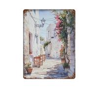 xiaoxiaoshen Naxos - Décoration murale en métal - Motif île côtière de Grèce - Scène panoramique grecque - Décoration d'intérieur moderne - Décoration d'intérieur - Bar - 40 x 30 cm
