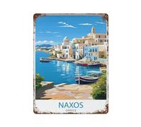 xiaoxiaoshen Naxos Décoration murale en métal Motif voyage Grèce 40 x 30 cm
