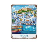 xiaoxiaoshen Naxos Décoration murale moderne en métal Motif îles grecques et îles Grèce 40 x 30 cm