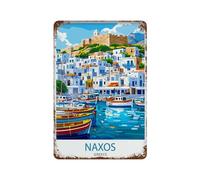 xiaoxiaoshen Naxos Décoration murale panoramique en métal Motif îles grecques et îles Grèce 30 x 20 cm