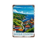 xiaoxiaoshen Pays basque Espagne Paysage d'Euskadi Paysage du Nord Patrimoine Décoration murale Art Métal Affiche Moderne Décoration d'intérieur Art Maison Bar Boutique Décorations Vintage Panneau 30