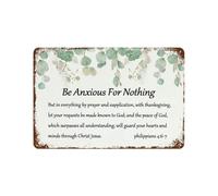 xiaoxiaoshen Philippians 4 6 7 Be Anxious Christian Décoration murale moderne en métal Décoration d'intérieur Bar Boutique Panneau vintage 20 x 30 cm