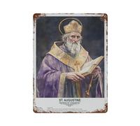 xiaoxiaoshen Saint Augustin, art sacré décoration murale art métal affiche moderne décoration d'intérieur art maison bar boutique décorations vintage panneau 40 x 30 cm