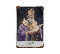 xiaoxiaoshen Saint Augustin, art sacré décoration murale art métal affiche moderne décoration d'intérieur art maison bar boutique décorations vintage panneau 30 x 20 cm