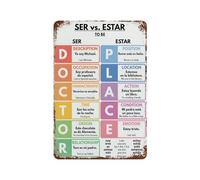 xiaoxiaoshen Ser Vs Estar Tableau de grammaire Décoration murale en métal Affiche moderne Décoration d'intérieur Art Maison Bar Boutique Décorations Vintage Panneau 30 x 20 cm
