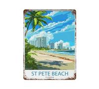 xiaoxiaoshen St Pete's Beach Florida Travel Sunshine State Gulf Coast Paradise Seaside_1_3 Décoration murale moderne en métal Décoration d'intérieur Art Maison Bar Boutique Décorations Vintage Panneau