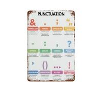 xiaoxiaoshen Tableau de ponctuation grammaire pour l'école à la maison - Affiche en métal - Décoration d'intérieur moderne - Décoration d'intérieur - Bar - Décoration vintage - 30 x 20 cm