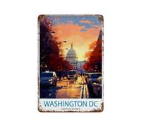 xiaoxiaoshen Washington Travel DC Home Gift for Travelers_5 Décoration murale moderne en métal Décoration d'intérieur, bar, boutique, panneau vintage 30 x 20 cm