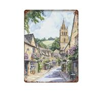 xiaoxiaoshen Winchcombe - Affiche en métal - Décoration murale moderne - Motif village anglais du château de Sudeley - 40 x 30 cm