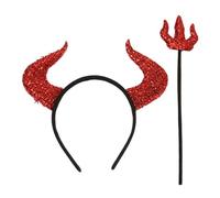 XIAOXIAOYU Bandeau et fourche de pitch de cornes de diable, cornes de diable à paillettes rouges | Accessoires de cosplay démon scintillants avec fourche à pas,Déguisement Sexy, bandeau de Cosplay