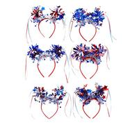 XIAOXIAOYU Bandeau patriotique, bandeau du 4 juillet - 6X Coiffe de cheveux pour le Jour de l'Indépendance avec des glands blancs rouges - Décoration de cheveux Design sphère, couvre-chef de Costume