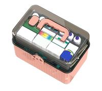 XIAOXIAOYU Boîte de rangement pour médicaments, 3 couches avec poignée | Boîte de rangement transparente avec grande capacité pour voyage, camping