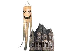 XIAOXIAOYU Drapeau de manche à air d'Halloween, manche à air fantôme | Éclairage LED effrayant pour briller les fantômes en plein air, accessoires de fête avec 3 modes d'éclairage, décorations