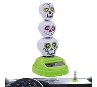 XIAOXIAOYU Jouets Solaires pour Fenêtre,Figurines de Voiture à 3 Têtes de Crâne Oscillantes - Résistant Aux Intempéries - Ornements Drôles pour Maison, Bureau, Voiture, Salon Et Chambre