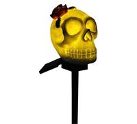 XIAOXIAOYU Lampe solaire en forme de crâne - Piquets squelette étanches - Lumières solaires d'ambiance d'Halloween intelligentes pour allée hantée, décoration solaire d'extérieur, lueur effrayante