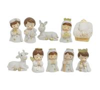 XIAOXIAOYU Lot de 12 figurines de crèche - Statue de naissance en résine - Catholique peinte à la main - Marie Joseph - Décoration de Noël pour famille - Cheminée - Décoration saisonnière