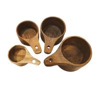 XIAOXIAOYU Tasses et cuillères de mesure du bois, tasses de mesure du bois - Scoop de café en bois de la ferme | Outil de mesure du miel multifonctionnel, scoop d'assaisonnement pour bocaux, sucre et