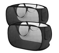 xiaoxiaozhijia Lot de 2 Panier à Linge Pliable,Pop Up Corbeille a Linge Sale,36 * 36 * 58 cm,Bac à Linge avec Anse,Panier de Rangement pour Chambre College Dorm Camping et Voyage (Black)