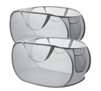 xiaoxiaozhijia Lot de 2 Panier à Linge Pliable,Pop Up Corbeille a Linge Sale,36 * 36 * 58 cm,Bac à Linge avec Anse,Panier de Rangement pour Chambre College Dorm Camping et Voyage (Gray)
