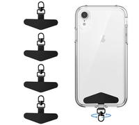 xiaoxiaozhijia Lot de 4 Patch pour Téléphone Portable de 0,3mm,Patchs Universels pour Cordon de Acier Inoxydable Avec Articulation Pivotante à 360° pour Toutes les Coques (Noir)