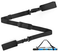 xiaoxiaozhijia Sangle Baton de Ski,Sangles de transport de ski,Sangle Skien Nylon Réglable,Convient pour les bottes de neige, les bâtons de ski et les skis (Noir)