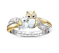 XIAOXIONG Bague hibou incrustée de diamants pour la fête des mères, pour fille, pour maman