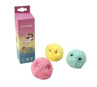 XIAOXIONG Lot de 3 balles interactives pelucheuses pour chat avec sons d'animaux réalistes, grenouille, cricket, oiseau, chaton rechargeables, jouet pour chat d'intérieur