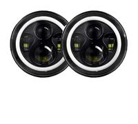 XIAOYANS Jeu De Phares Pour Jeep pour Wrangler LJ pour voiture illimitée 2004-2006 7 pouces phare Led rond yeux d'ange Halo avant feux DRL Phare Avant(Black 2pcs)