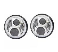 XIAOYANS Jeu De Phares Pour Land pour Rover pour Defender 90 2x voiture 7 pouces phare Led salut/bas H4 Halo Angle yeux DRL Phare Avant(50w Halo Chrome G)