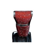 XIAOYANS Pommeau Levier Vitesse Avec Soufflet Housse Levier Vitesse Voiture Cuir Avec Strass Protection Antidérapante Décorative Accessoire Universel Intérieur(Red gearshift cover)