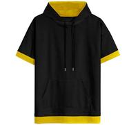 XIAOYAO Sweat Homme Manche Courte Coton Pull Capuche T-Shirt Manches Courtes Hoodie Sweatshirt Sports