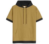 XIAOYAO Sweat Homme Manche Courte Coton Pull Capuche T-Shirt Manches Courtes Hoodie Sweatshirt Sports