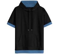 XIAOYAO Sweat Homme Manche Courte Coton Pull Capuche T-Shirt Manches Courtes Hoodie Sweatshirt Sports