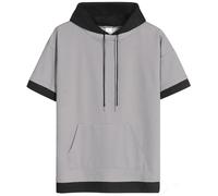 XIAOYAO Sweat Homme Manche Courte Coton Pull Capuche T-Shirt Manches Courtes Hoodie Sweatshirt Sports