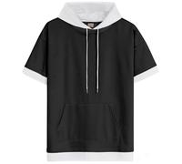 XIAOYAO Sweat Homme Manche Courte Coton Pull Capuche T-Shirt Manches Courtes Hoodie Sweatshirt Sports