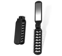 xiaoye555 Petite brosse miroir noire, mini brosse de voyage pliable, taille de voyage compacte, brosse femelle, peigne pliable, barbe mâle et femelle